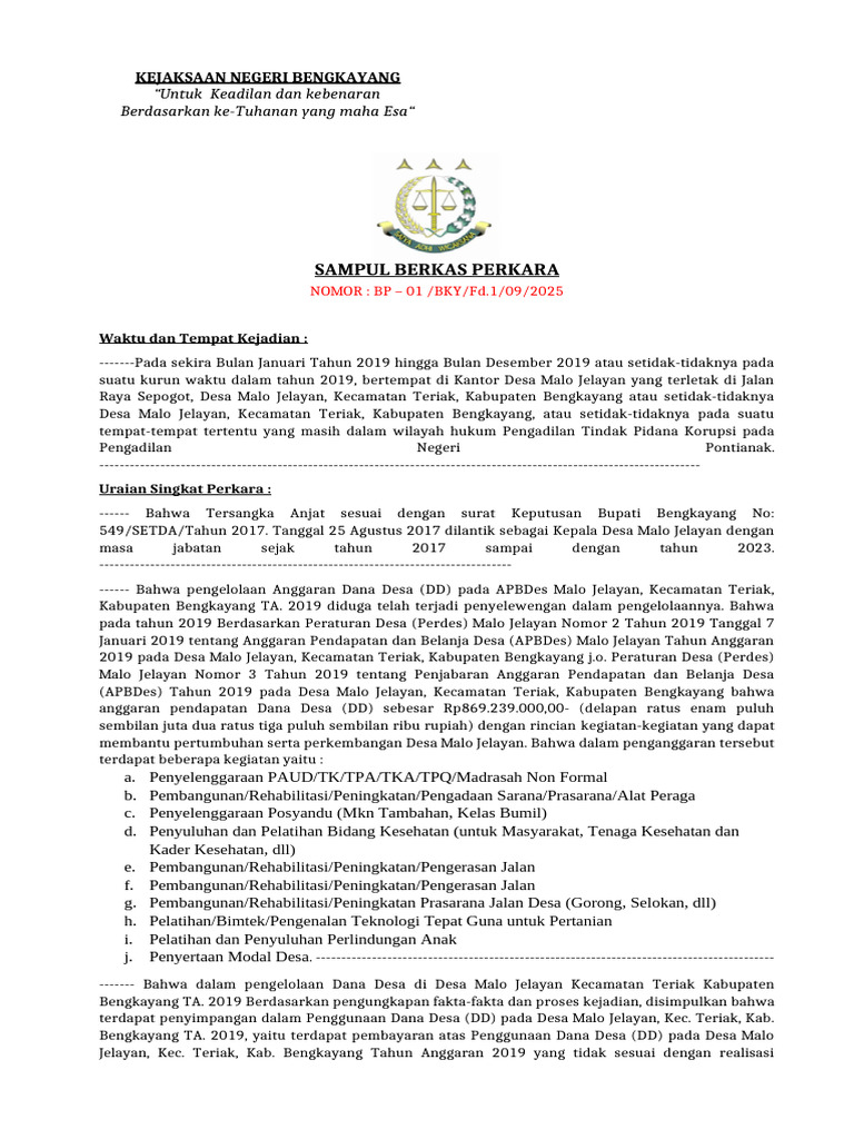 Kasus Korupsi Dana Desa Bengkayang | PDF