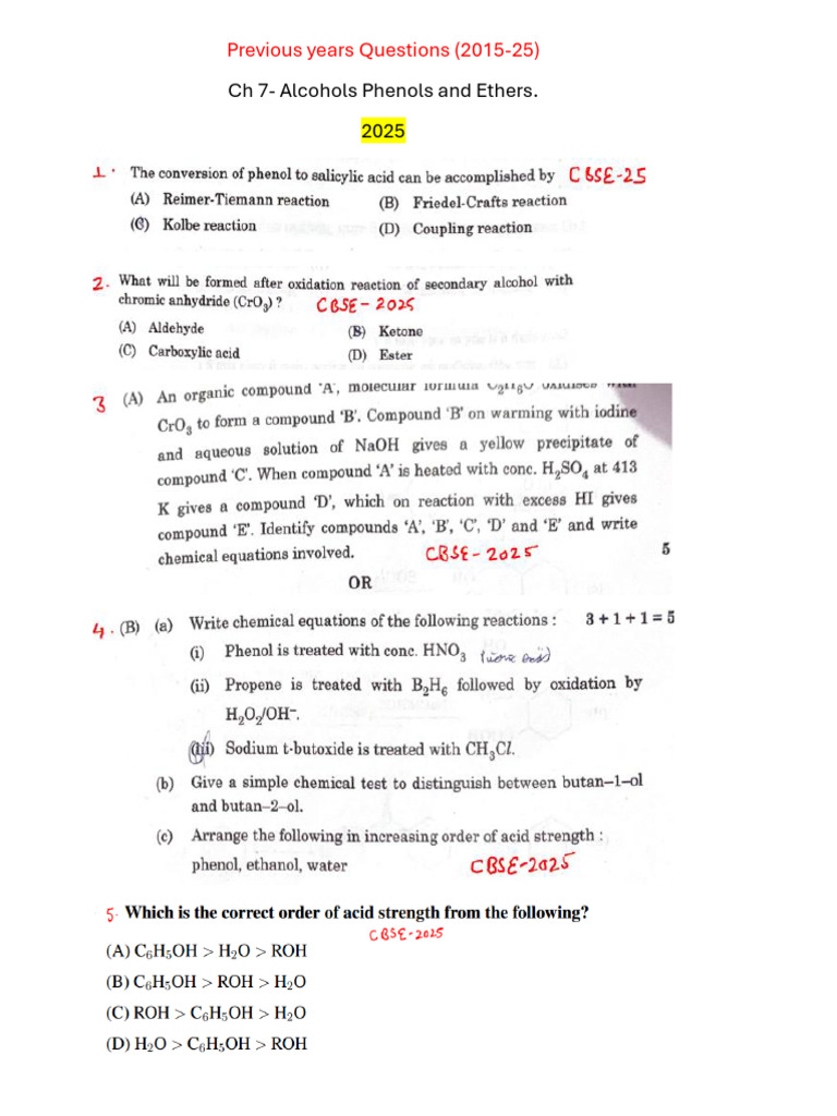 Alcohol Phenol Ether | PDF