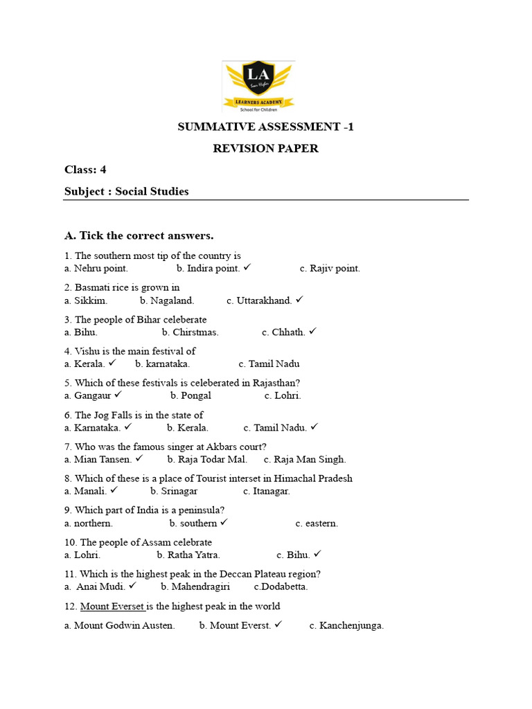 Class 4 Social SA-1RP | PDF