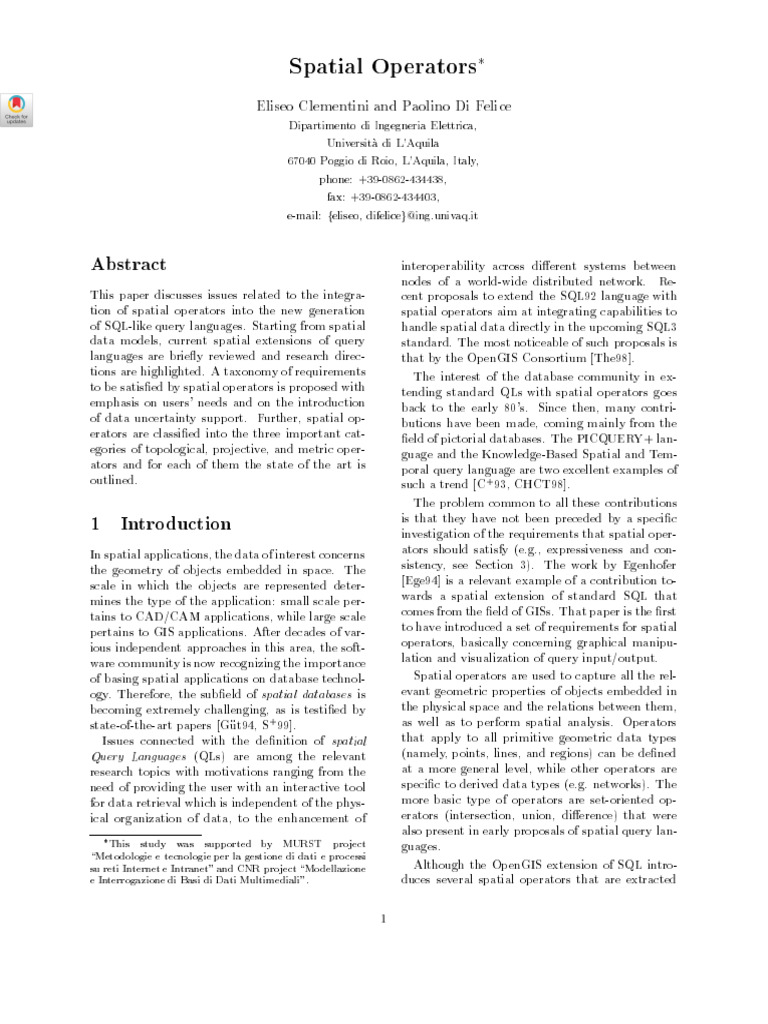Spatial Operators in SQL Query Languages | PDF | Geometry | Databases