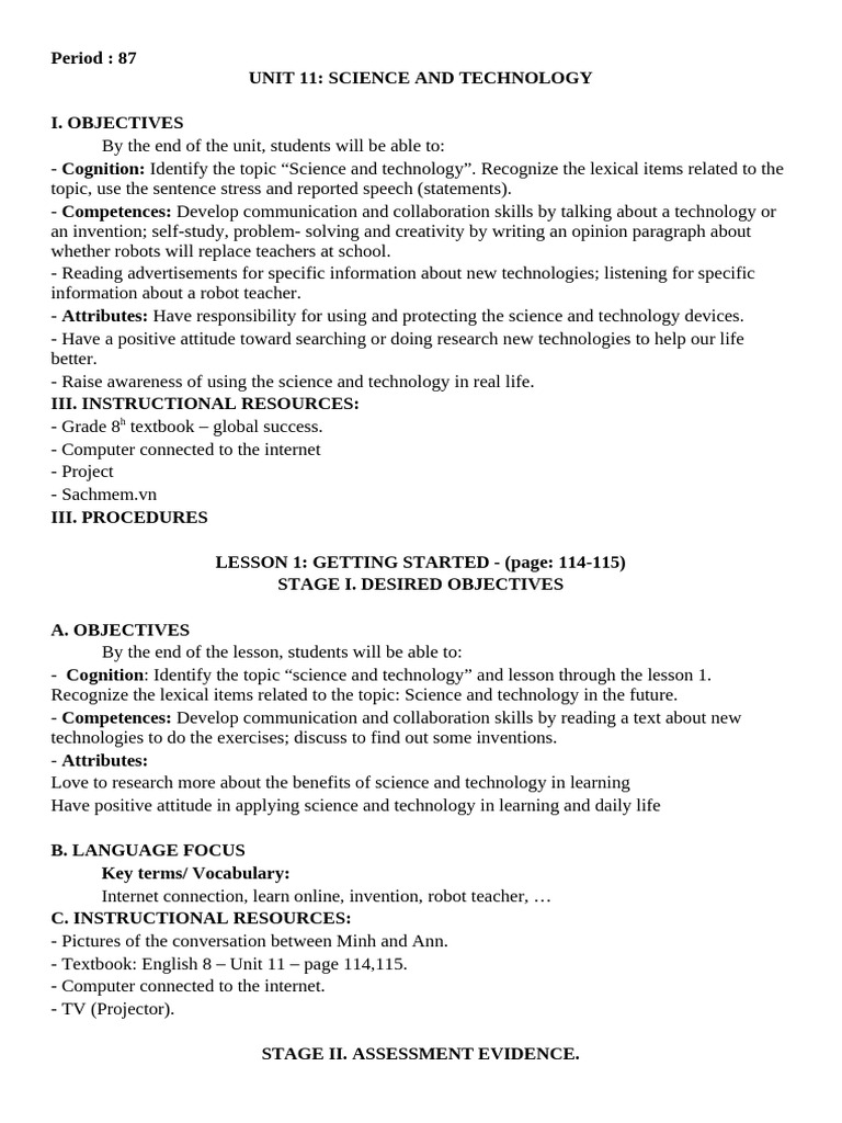 Science and Technology Unit Overview | PDF | Science | Learning