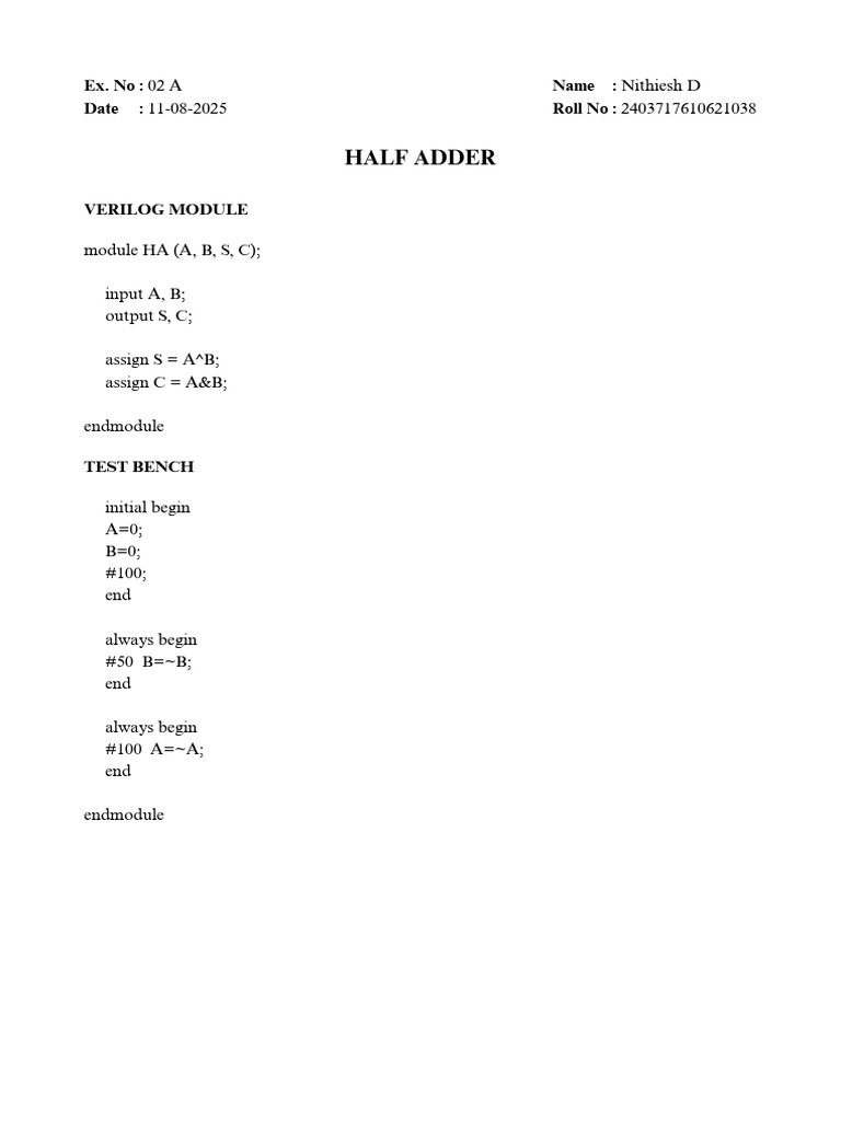 Verilog Modules for Digital Circuits | PDF | Computer Programming ...