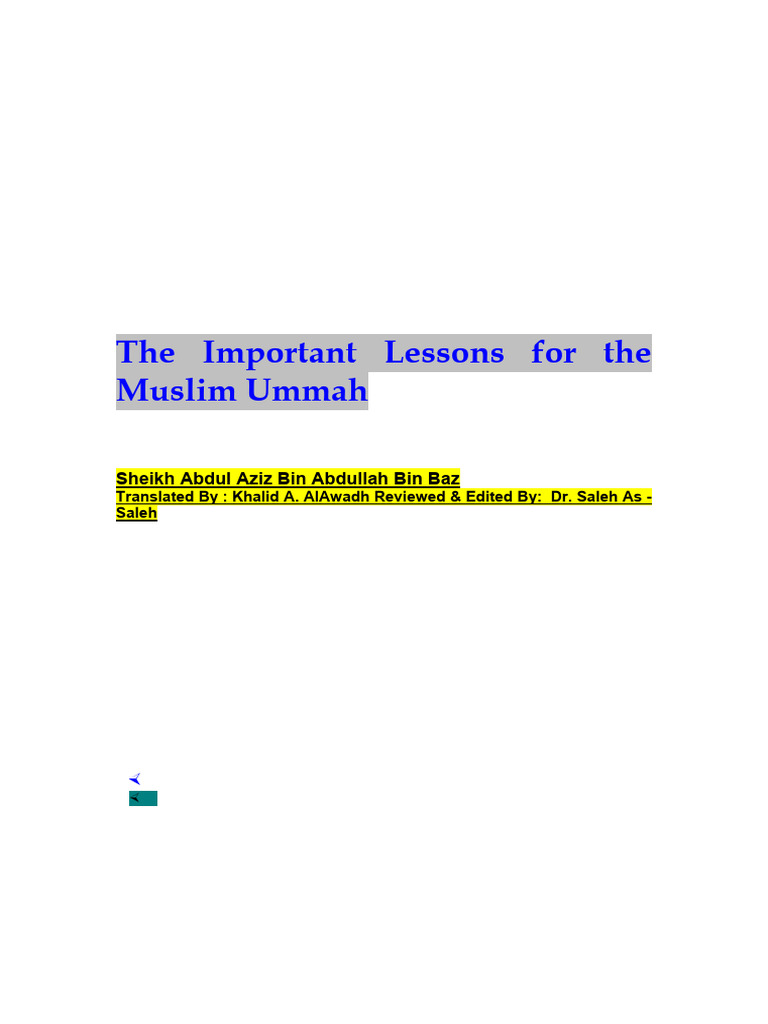 Key Lessons for the Muslim Ummah | PDF | God In Islam | Tawhid