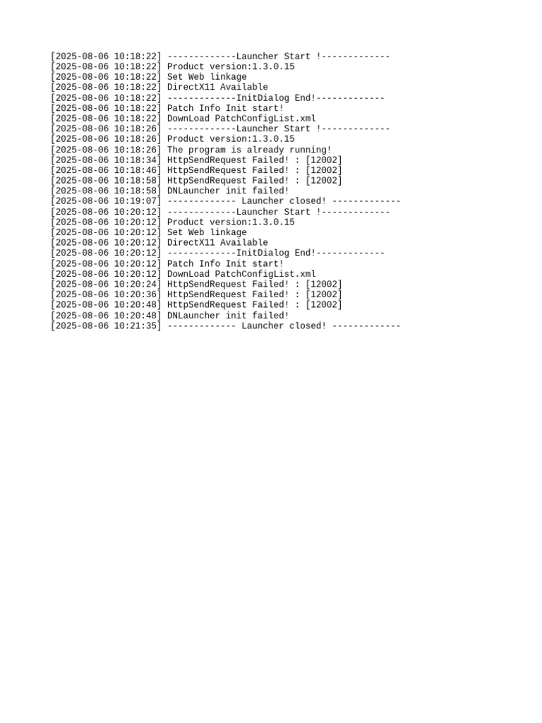 DNLauncher Error Log Analysis | PDF
