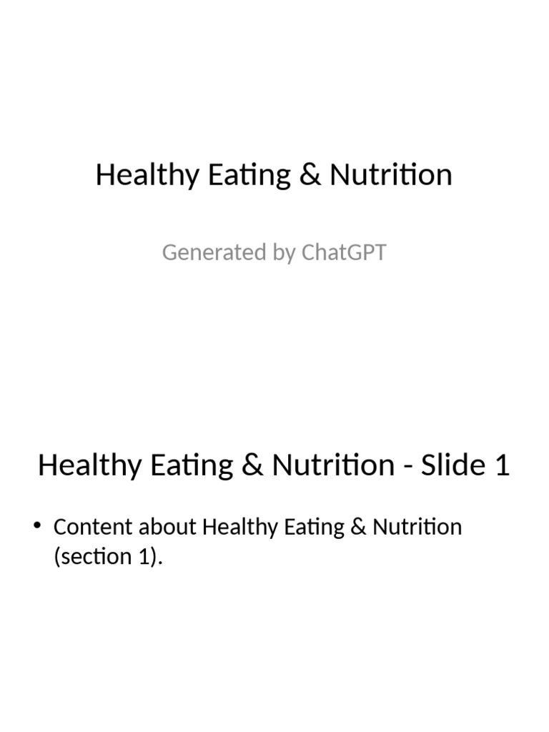 Healthy Eating & Nutrition | PDF
