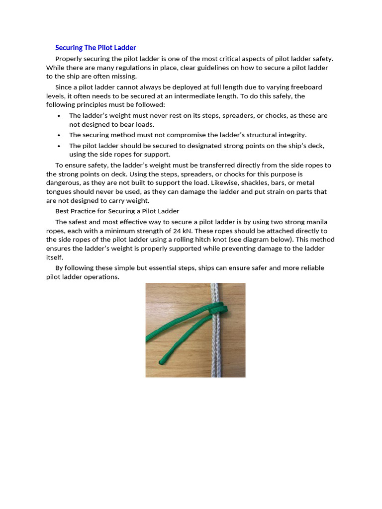 Securing The Pilot Ladder | PDF | Knot | Rope