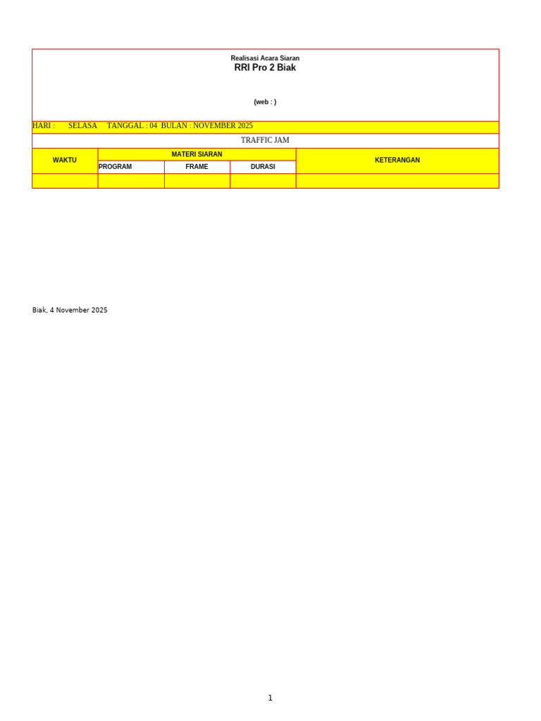 Siaran RRI Pro 2 Biak 4 Nov 2025 | PDF