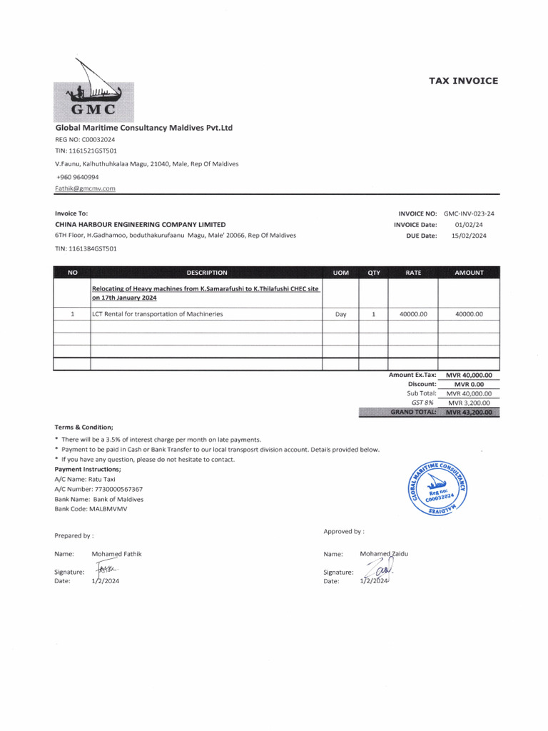 GMC Inv 023 24 | PDF
