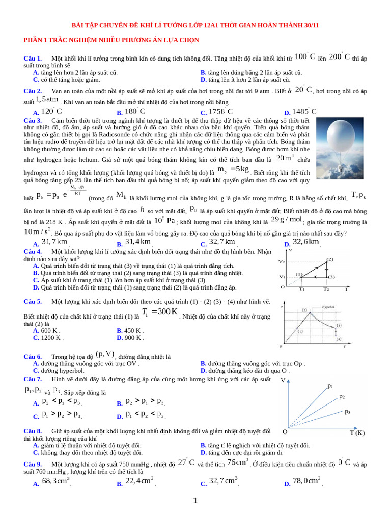 Bai 8. Bai Tap Ve Khi Li Tuong - HS | PDF