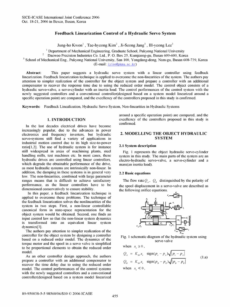 Feedback Linearization in Hydraulic Systems | PDF | Control Theory ...