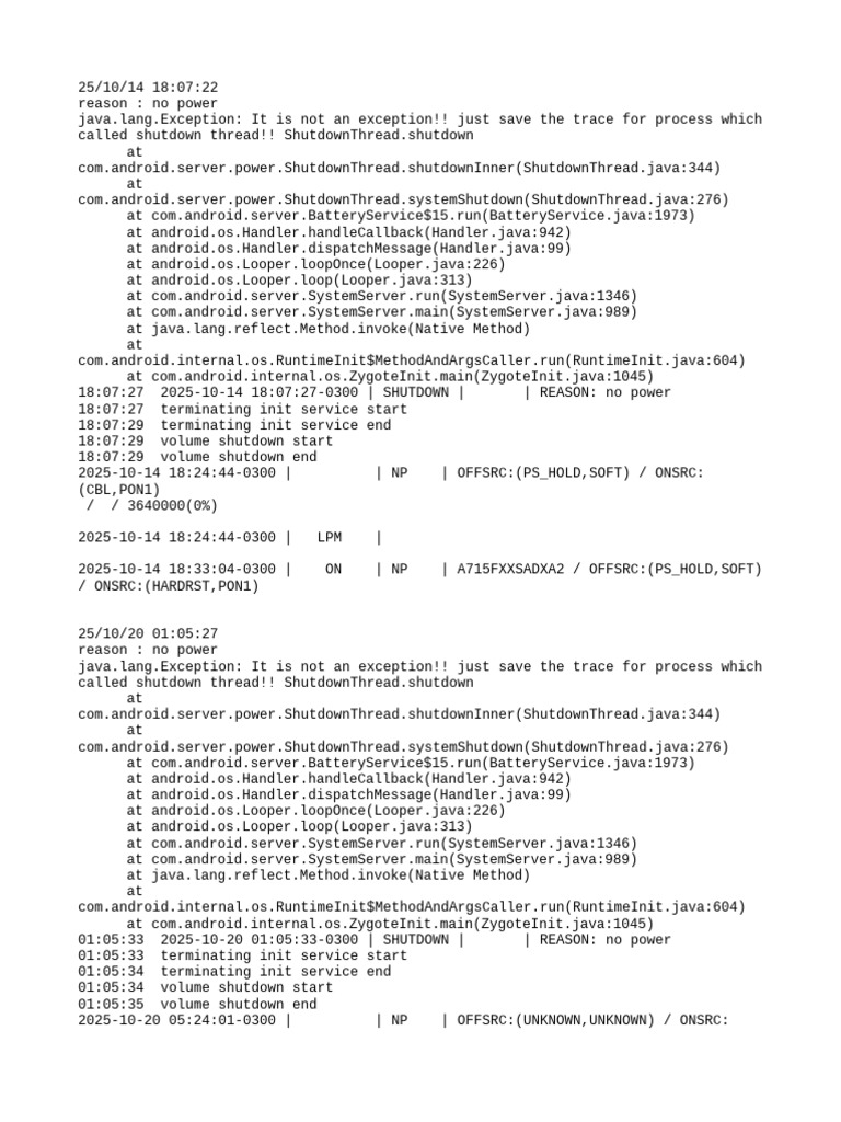 Android Shutdown Log: No Power Events | PDF | Embedded Linux ...