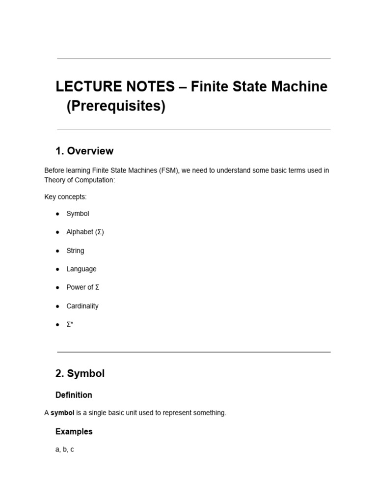 LECTURE NOTES - Finite State Machine (Prerequisites) | PDF | String ...