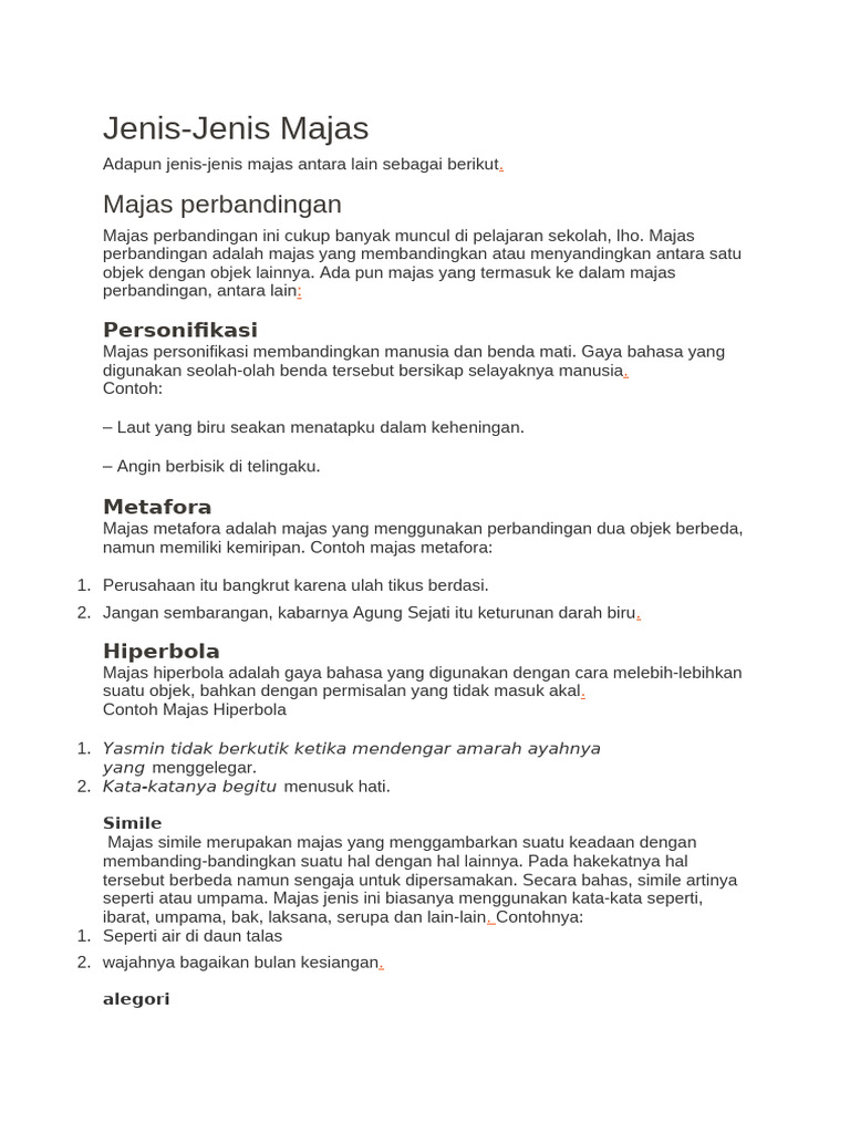 Jenis-Jenis Majas dalam Bahasa Indonesia | PDF
