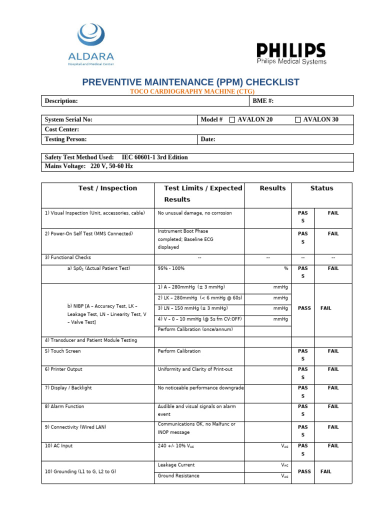 CTG Preventive Maintenance Checklist | PDF | Electrical Engineering ...