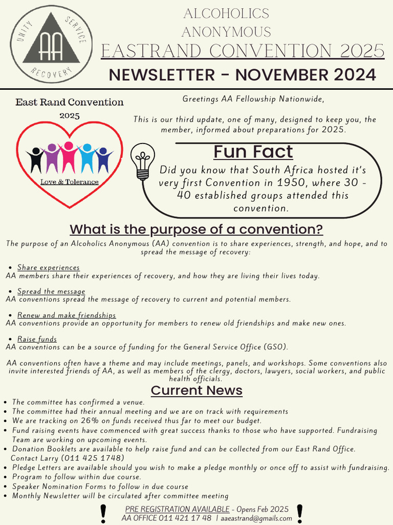 East Rand Convention - Newsletter Nov '24 | PDF | Alcoholics Anonymous