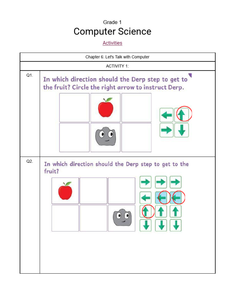 Grade 1 Computer Science Activities | PDF