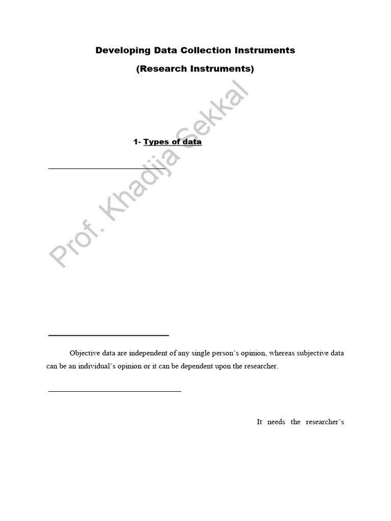 Data Collection Instruments Overview | PDF | Sampling (Statistics ...