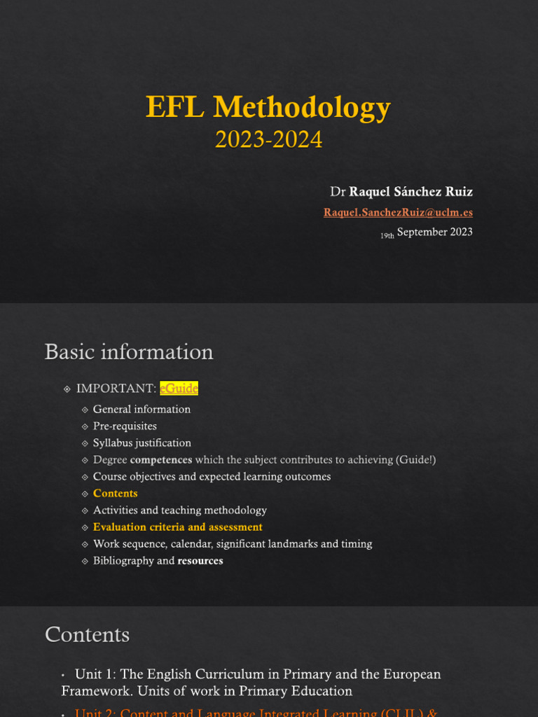 EFL Methodology for Primary Education 2023 | PDF | Learning | Human ...