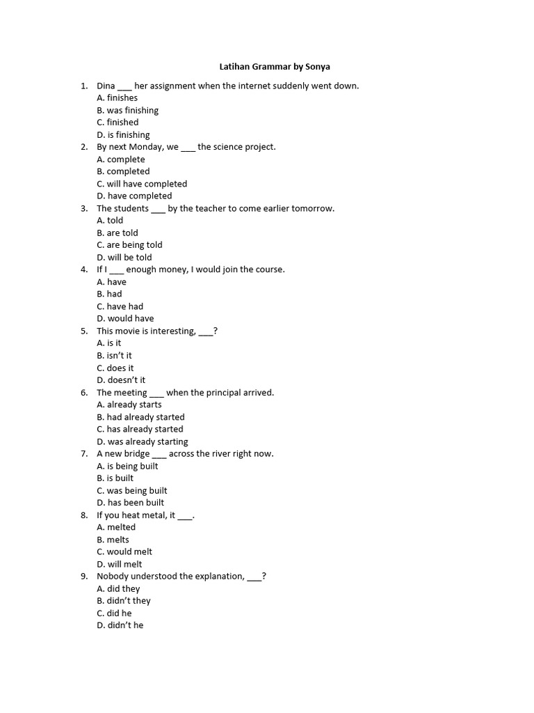 Grammar Practice Exercises by Sonya | PDF | Chess | Chess Theory