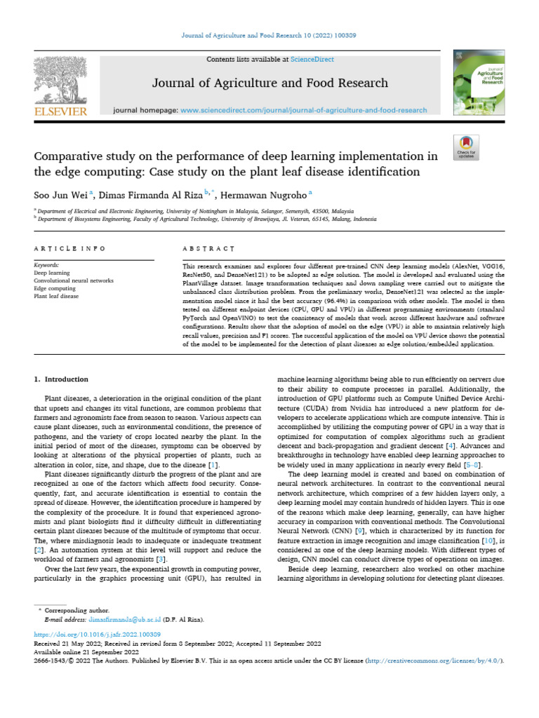 Deep Learning for Plant Disease Detection | PDF | Sensitivity And ...