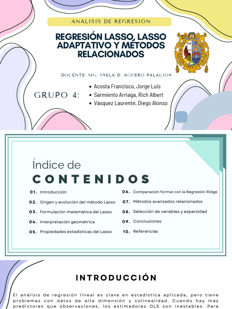 Fundamentos de la Regresión Lasso y Métodos Relacionados | PDF