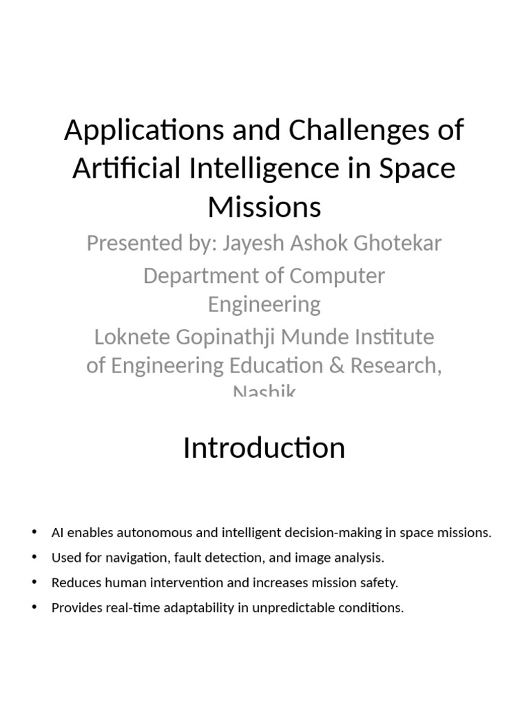 AI Applications in Space Missions | PDF | Artificial Intelligence ...