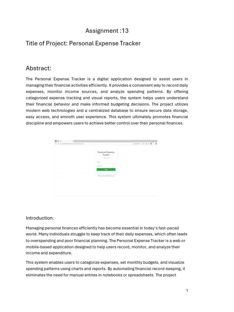 Personal Expense Tracker Application | PDF | Databases | World Wide Web
