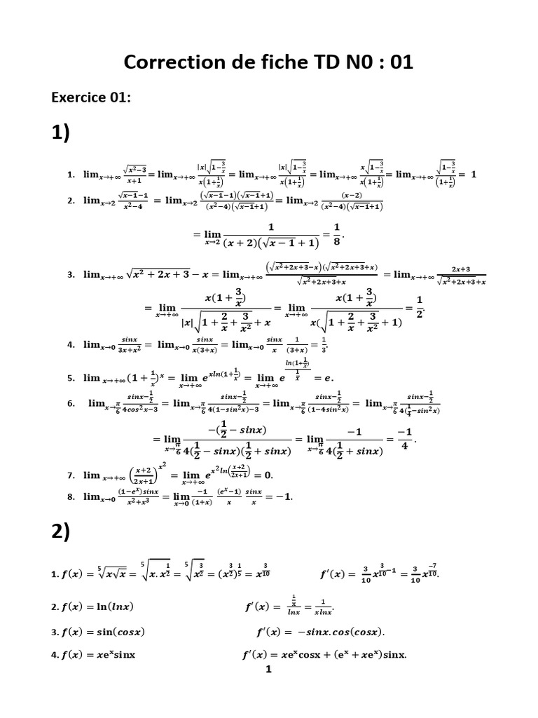 Solution Fiche TD 01 | PDF