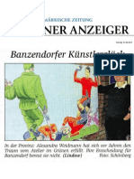 Atelierbesuch in Banzendorf, Titelseite Märkische Zeitung, 17. 05. 2012