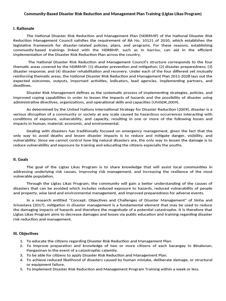 Community Disaster Risk Management Training | PDF | Disaster Risk ...