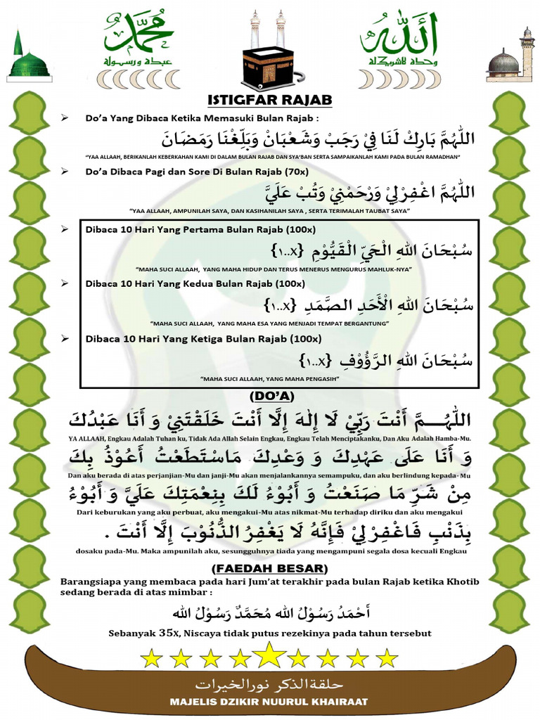Doa dan Amalan Istigfar di Rajab | PDF