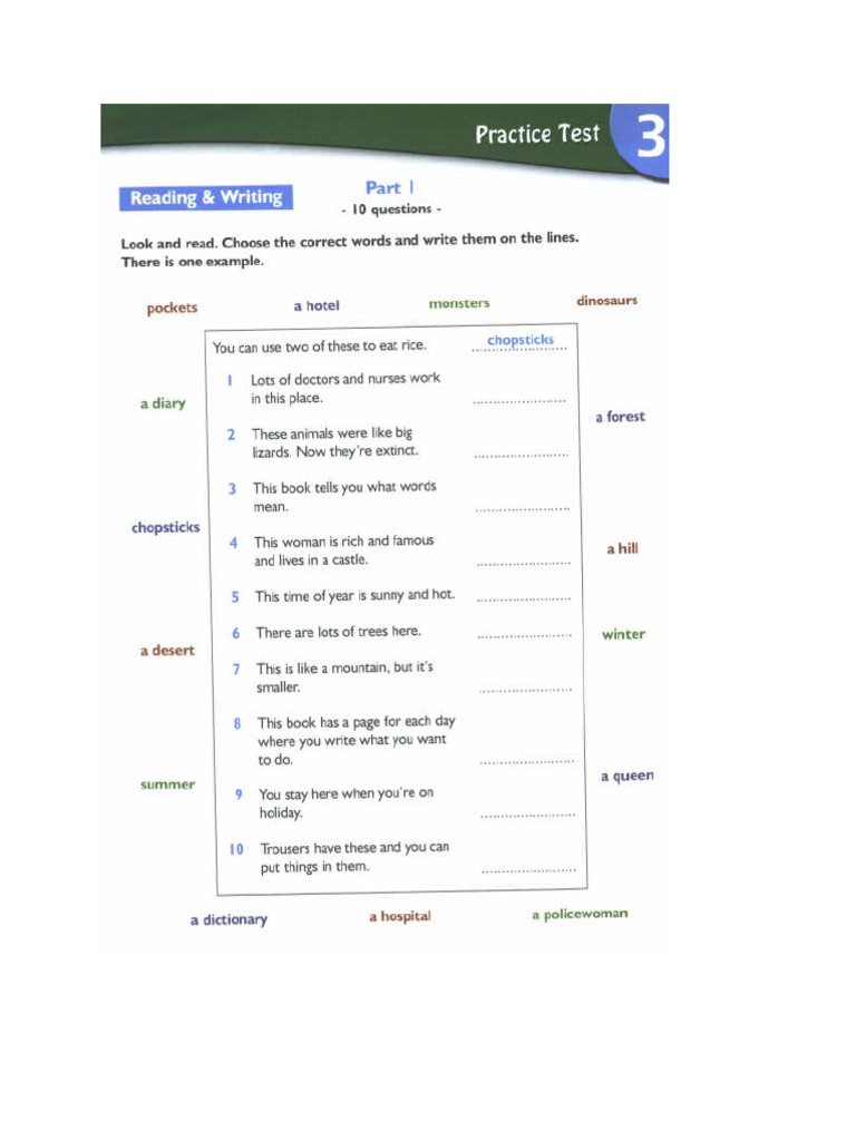 Reading - Writing Test 3 | PDF