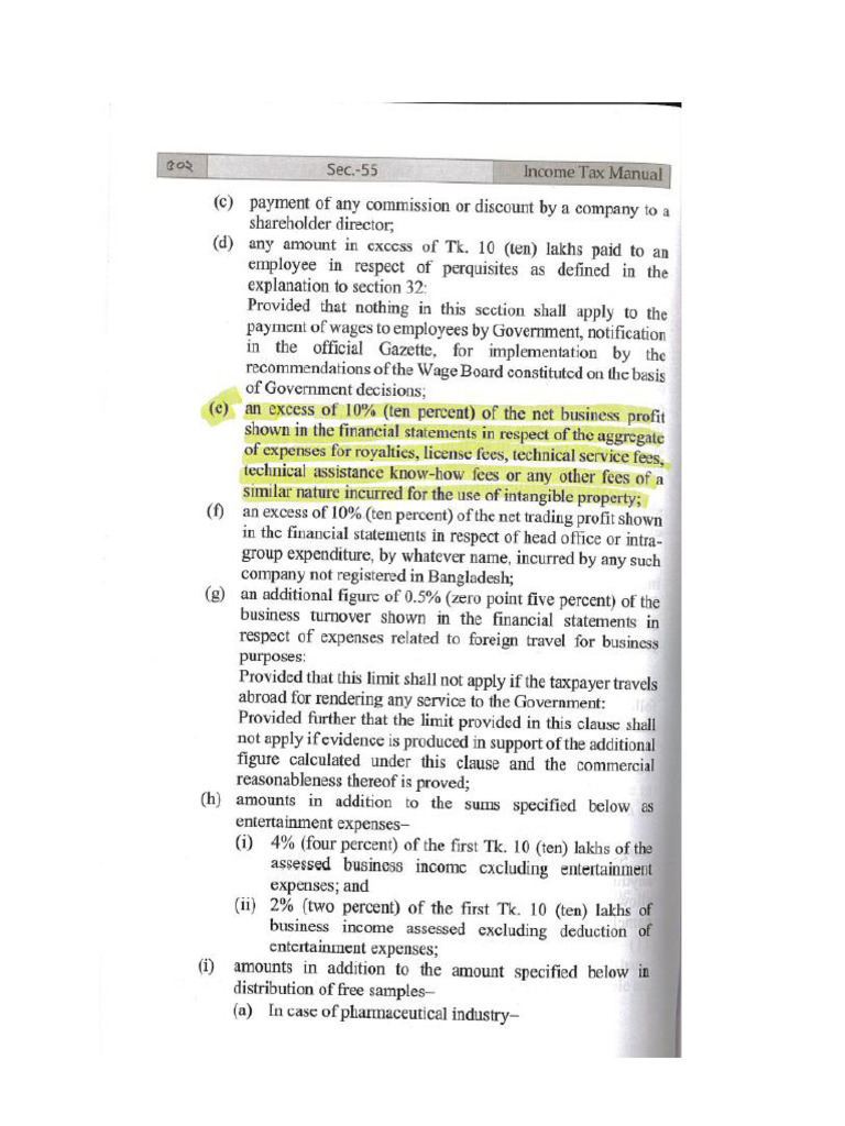 Sec-55 (E) Disallowed Expenses ITA-2023 | PDF