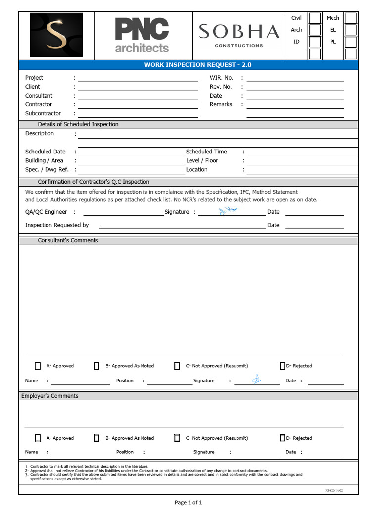 Inspection Request For Installation, Testing and Commissioning of DX ...