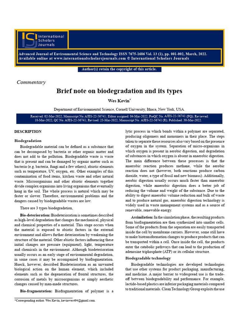 Types of Biodegradation Explained | PDF | Biodegradation | Materials