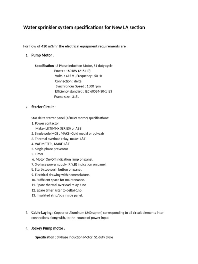Water Sprinkler System Specifications For New LA Section | PDF