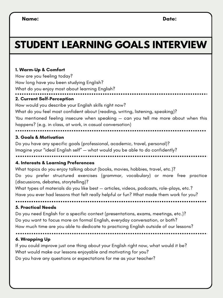 Student Learning Goals Interview | PDF
