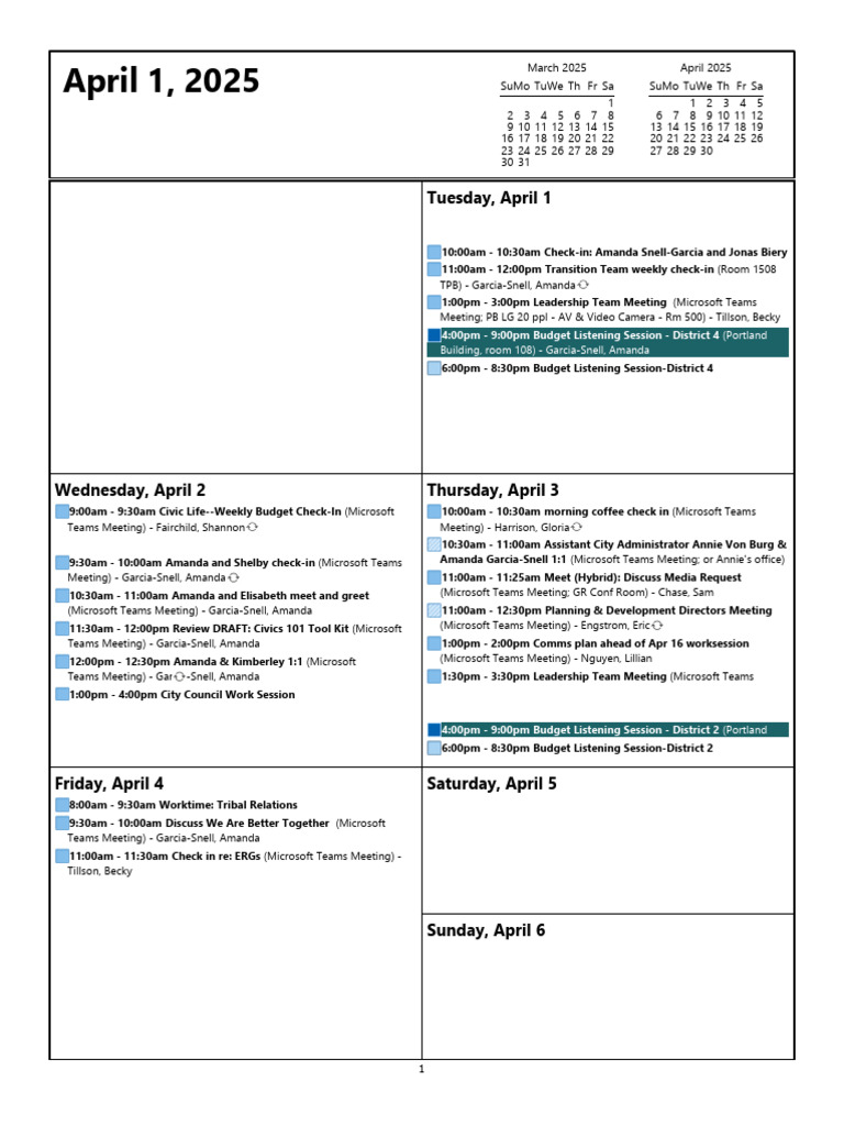 April 2025 Meeting Schedule | PDF | Microsoft | Business Software