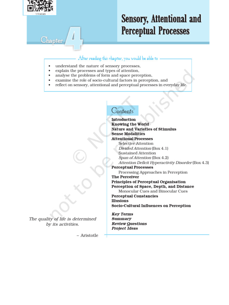Sensory, Attention, and Perception Insights | PDF | Senses | Perception