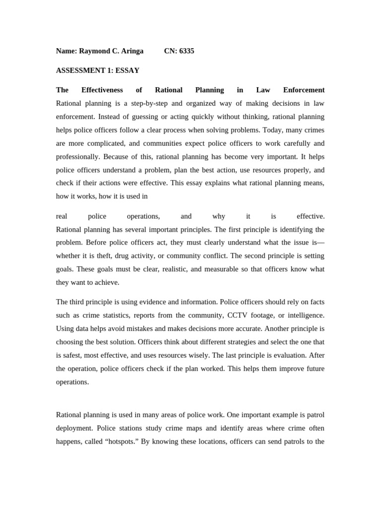 Rational Planning in Law Enforcement | PDF | Rationality | Police