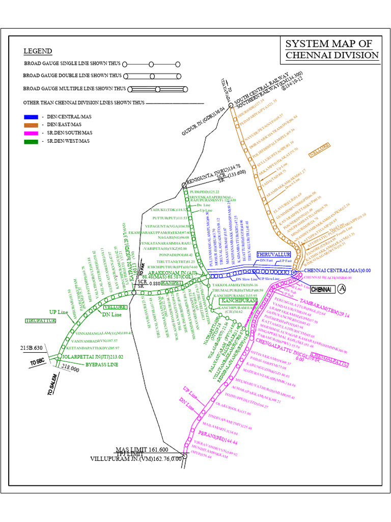 Chennai Division Railway System Map | PDF