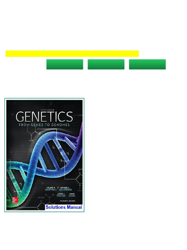 Genetics From Genes to Genomes 5th Edition Hartwell Solutions Manual ...