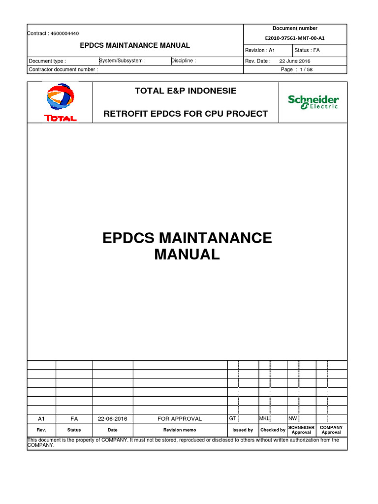 Epdcs Maintanance Manual: Total E&P Indonesie Retrofit Epdcs For Cpu ...