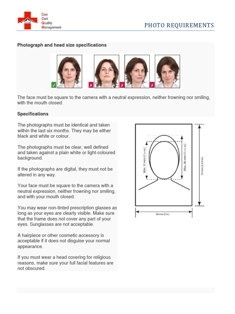 CCQM Photo Requirements for Training | PDF
