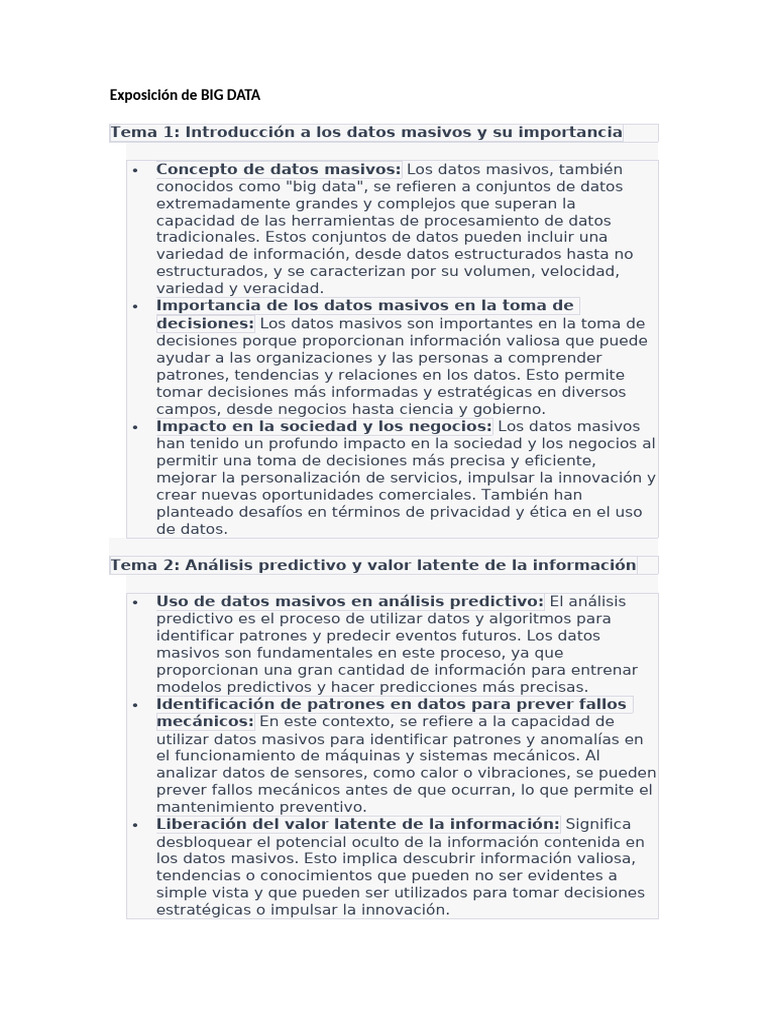 Importancia y Uso del Big Data en Negocios | PDF | Datos | Big Data