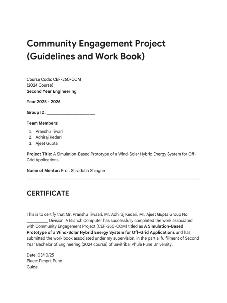 Community Engagement Project (Guidelines and Work Book) | PDF | Power ...