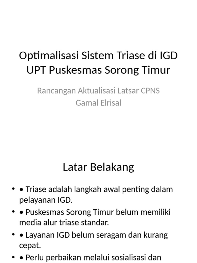 Optimalisasi Triase IGD Puskesmas Sorong | PDF