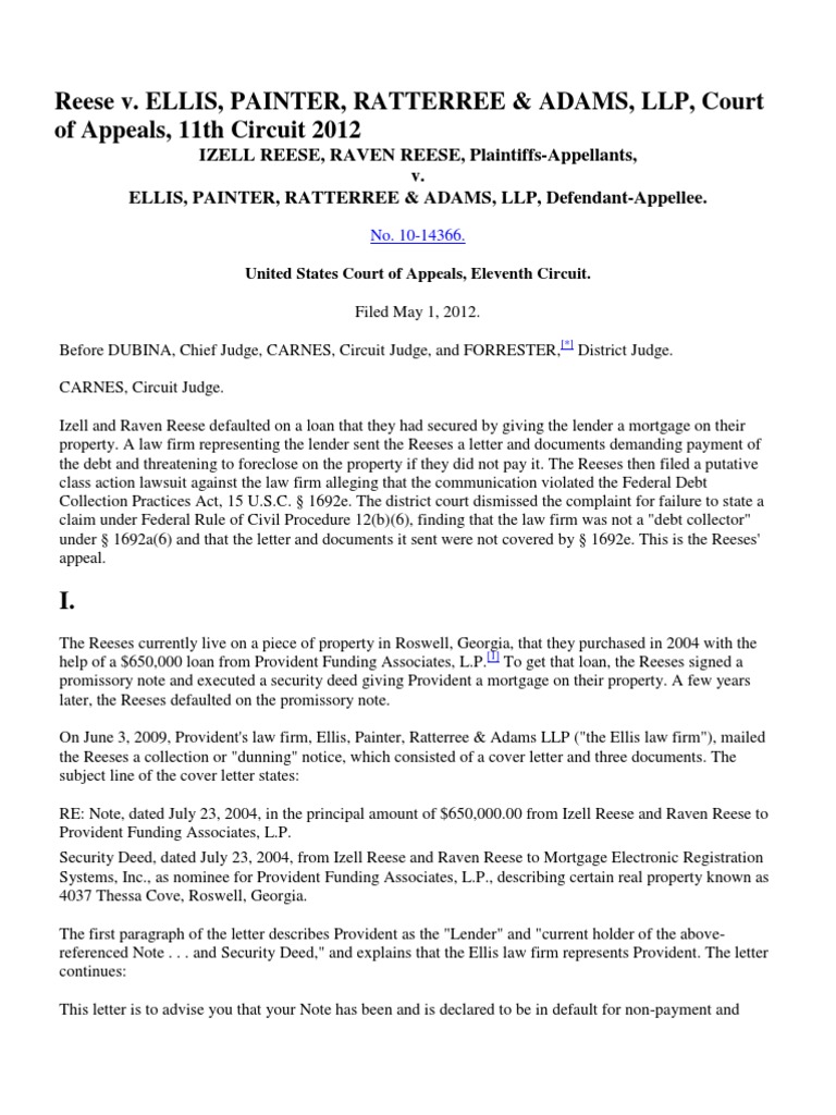 Reese v. Ellis, Painter, Ratterree & Adams, LLP.pdf ...