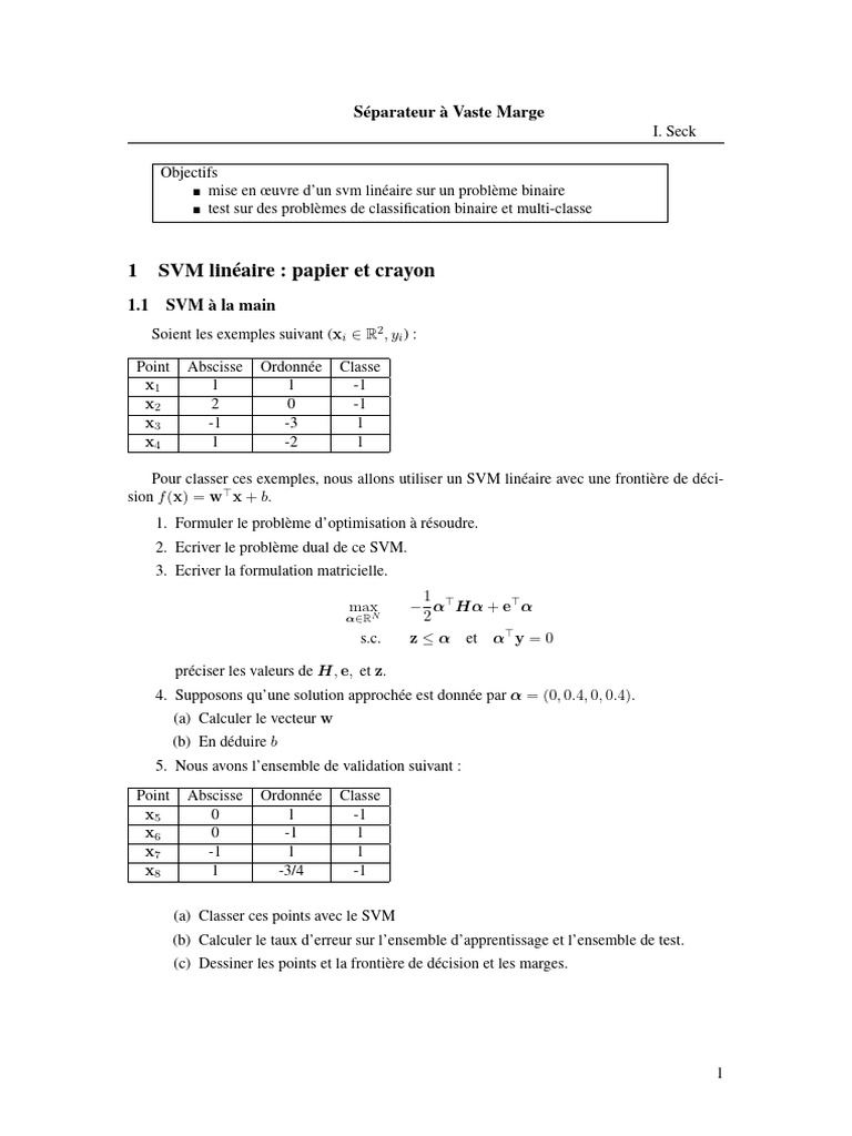 SVM Linéaire : Optimisation et Validation | PDF | Machine à vecteurs de ...