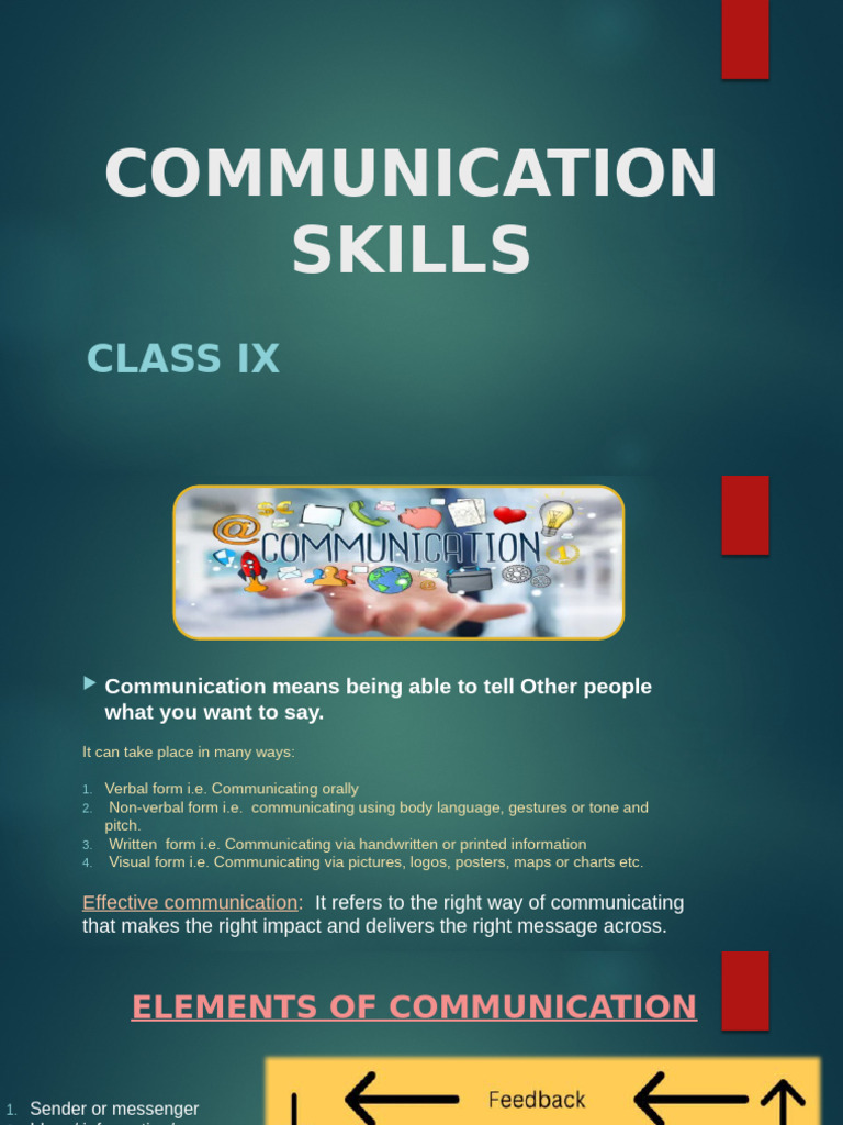 Communication Skills for Class IX | PDF | Communication | Nonverbal ...